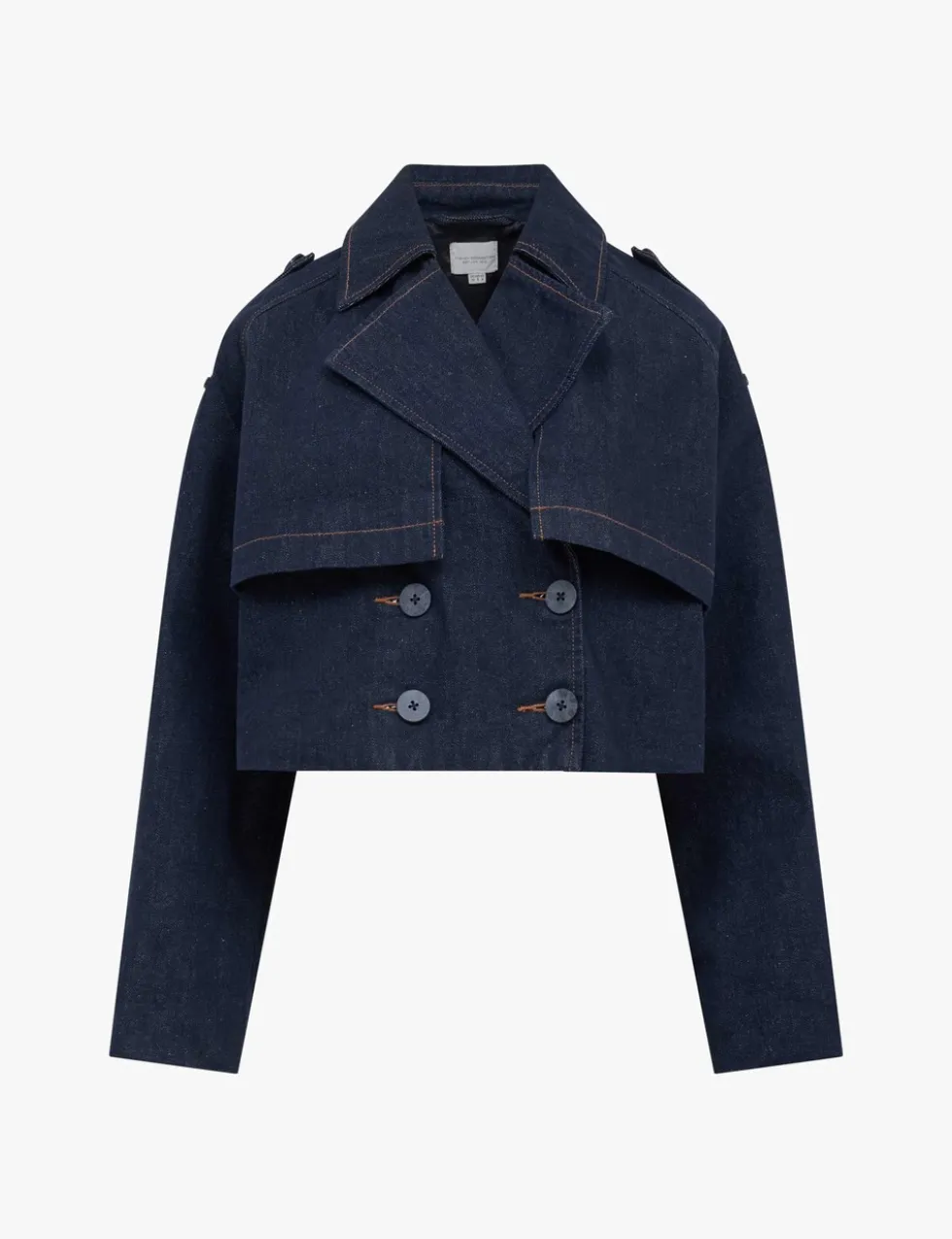 Denim Cropped Trench Coat