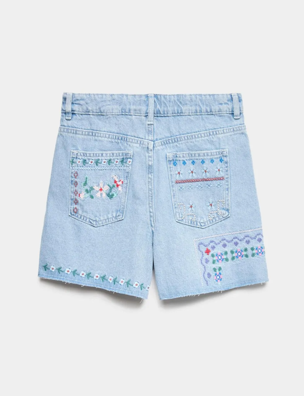 Denim Cross Stitch Bermuda Shorts (6-16 Yrs)
