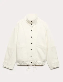 Denim Cross Stitch Casual Utility Jacket