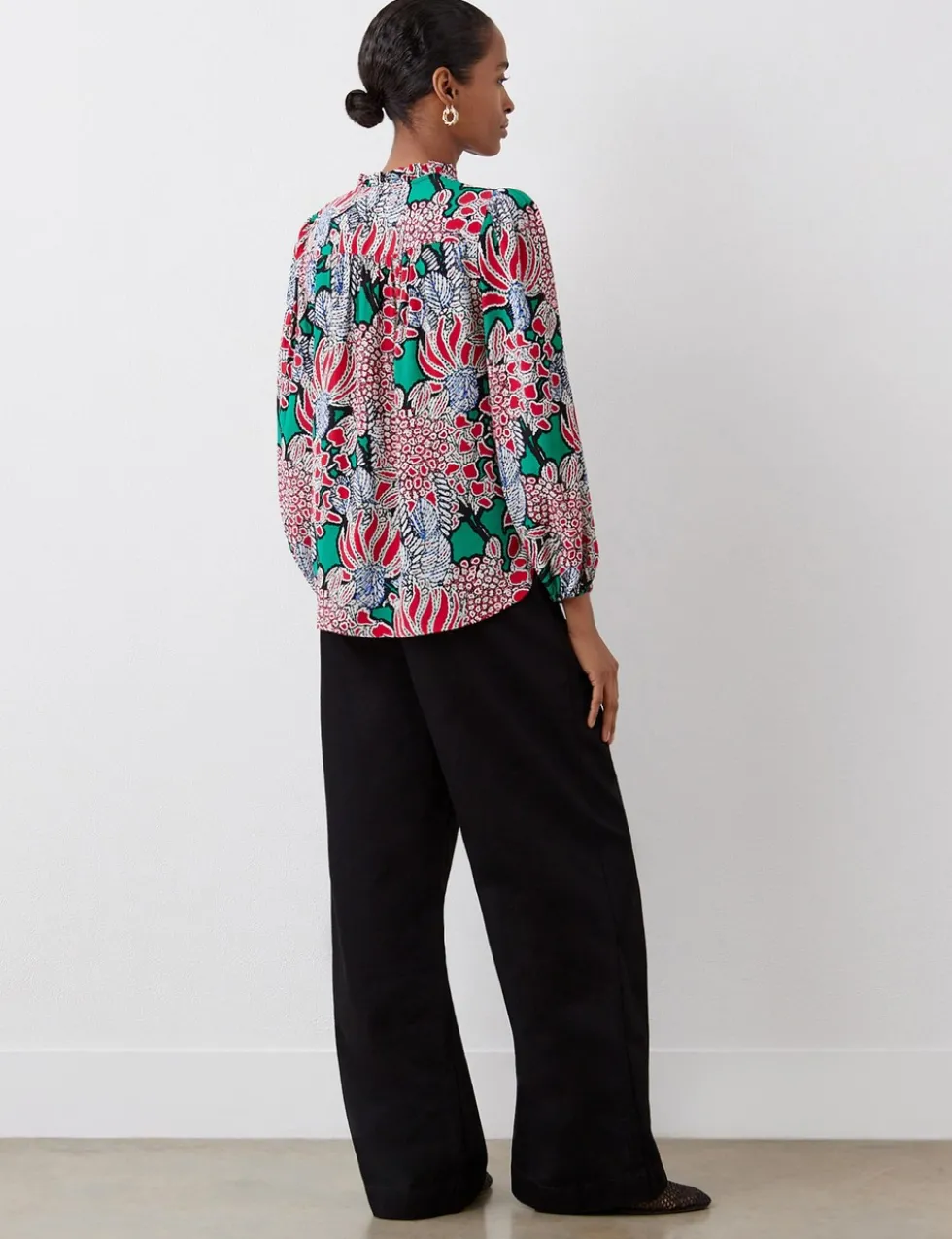 Denim Drawstring Wide Leg Trousers
