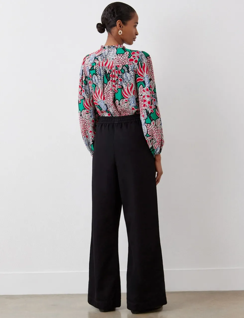 Denim Drawstring Wide Leg Trousers