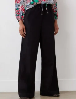 Denim Drawstring Wide Leg Trousers