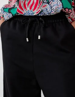 Denim Drawstring Wide Leg Trousers
