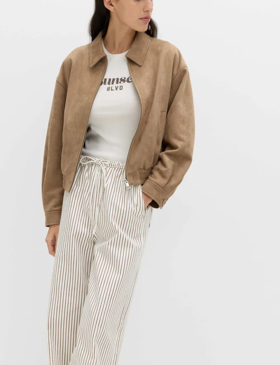 Denim Drawstring Wide-Leg Trousers