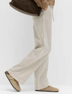 Denim Drawstring Wide-Leg Trousers
