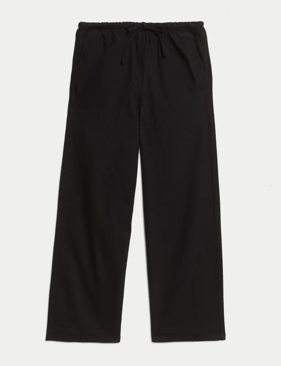 Denim Drawstring Wide-Leg Trousers