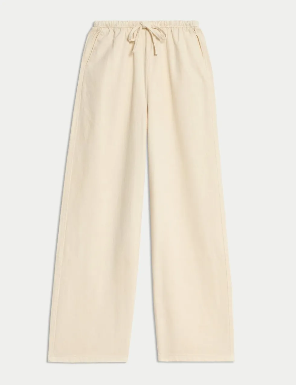Denim Drawstring Wide-Leg Trousers