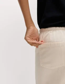 Denim Drawstring Wide-Leg Trousers