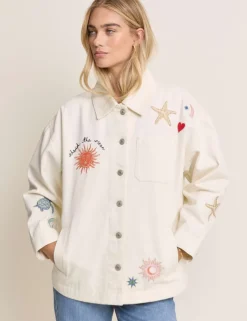 Denim Embroidered Shacket