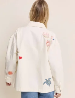 Denim Embroidered Shacket