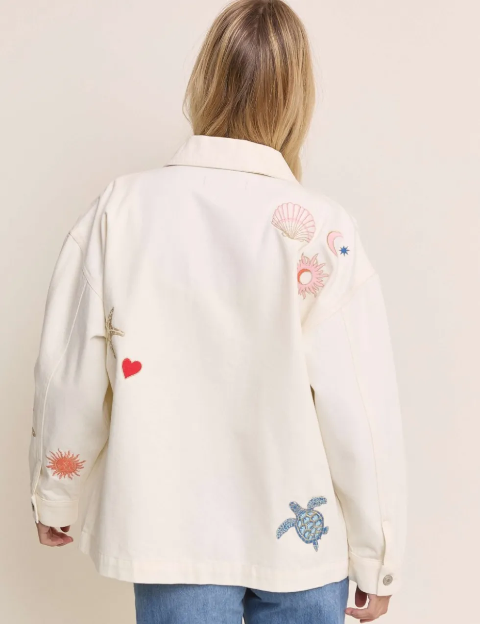 Denim Embroidered Shacket