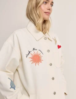 Denim Embroidered Shacket