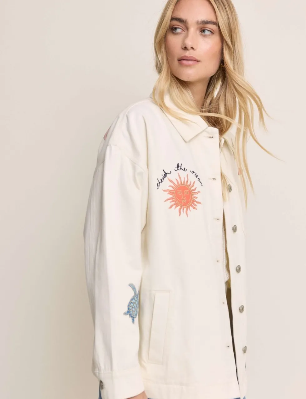 Denim Embroidered Shacket