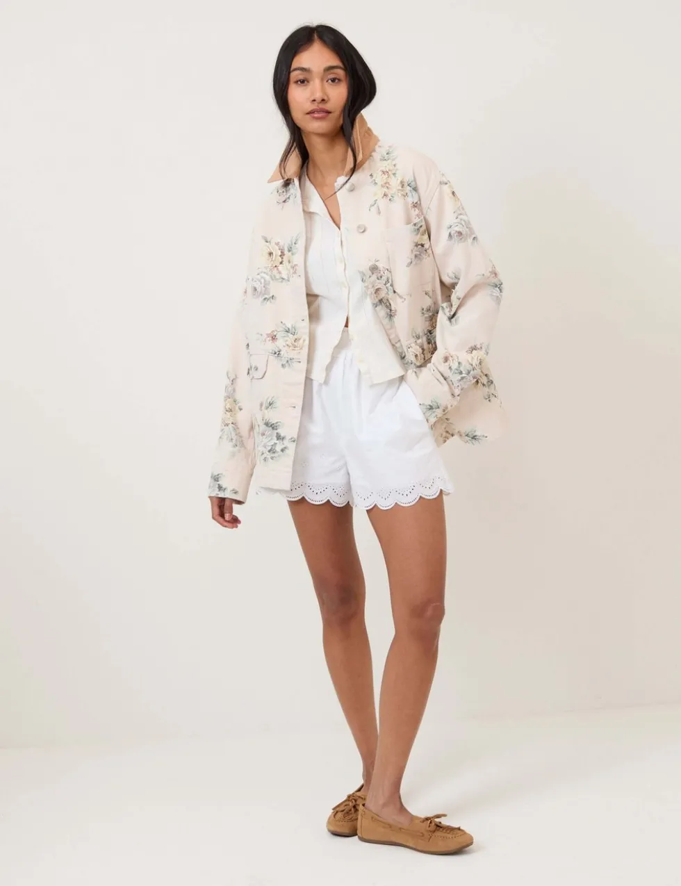 Denim Floral Relaxed Jacket