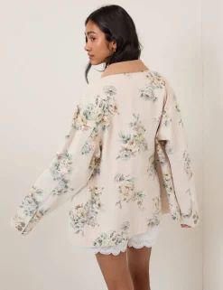 Denim Floral Relaxed Jacket