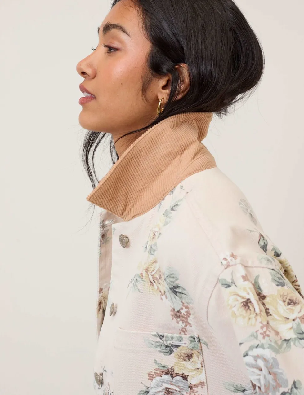 Denim Floral Relaxed Jacket