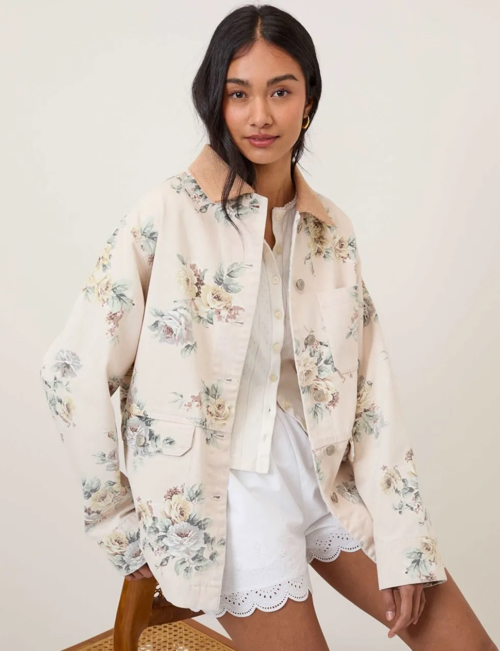 Denim Floral Relaxed Jacket