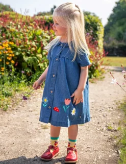 Denim Flower Embroidered Dress (3 Mths-8 Yrs)