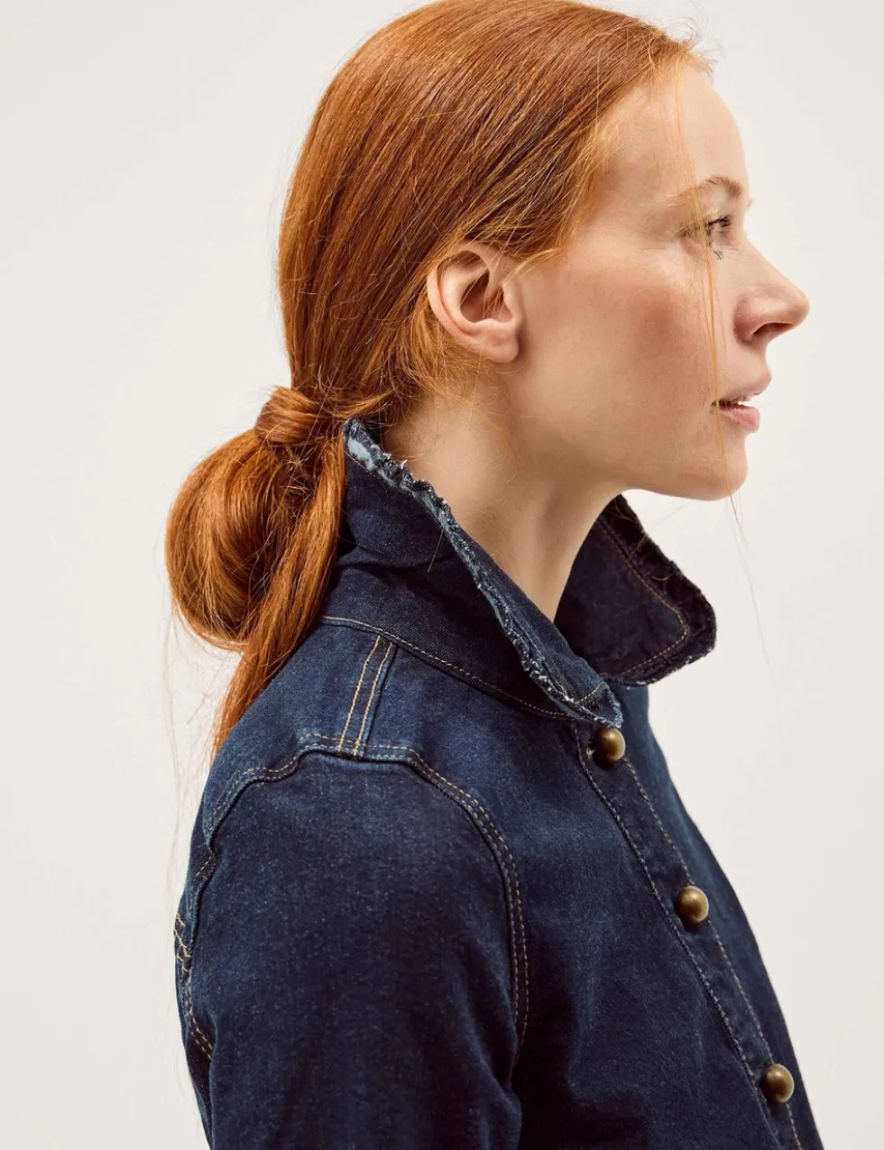 Denim Frill Collar Jacket