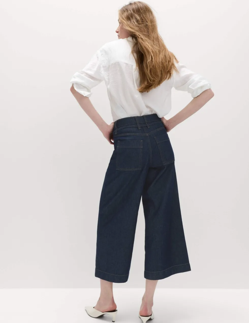 Denim High Waisted Belted Wide Leg Culottes