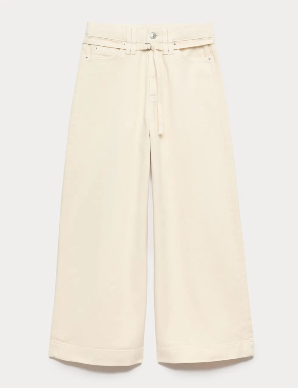 Denim High Waisted Belted Wide Leg Culottes