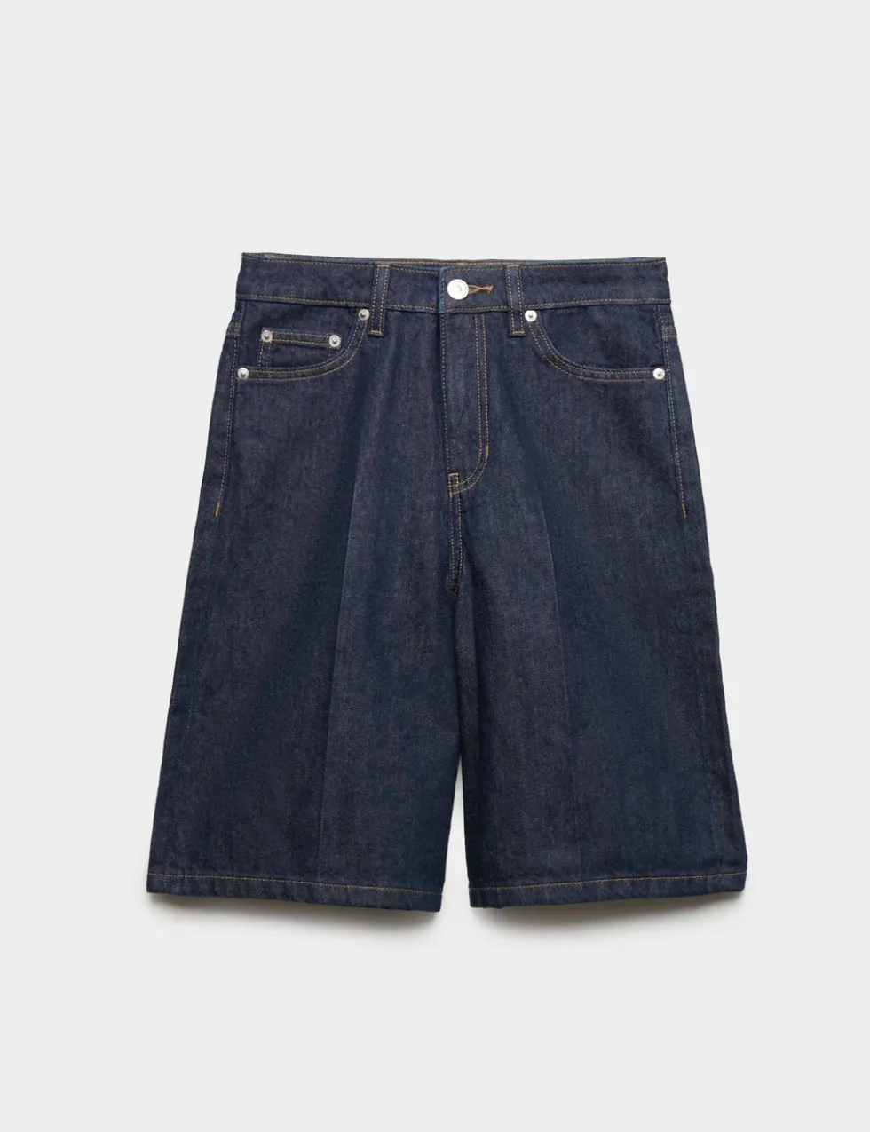 Denim High Waisted Jorts with Linen