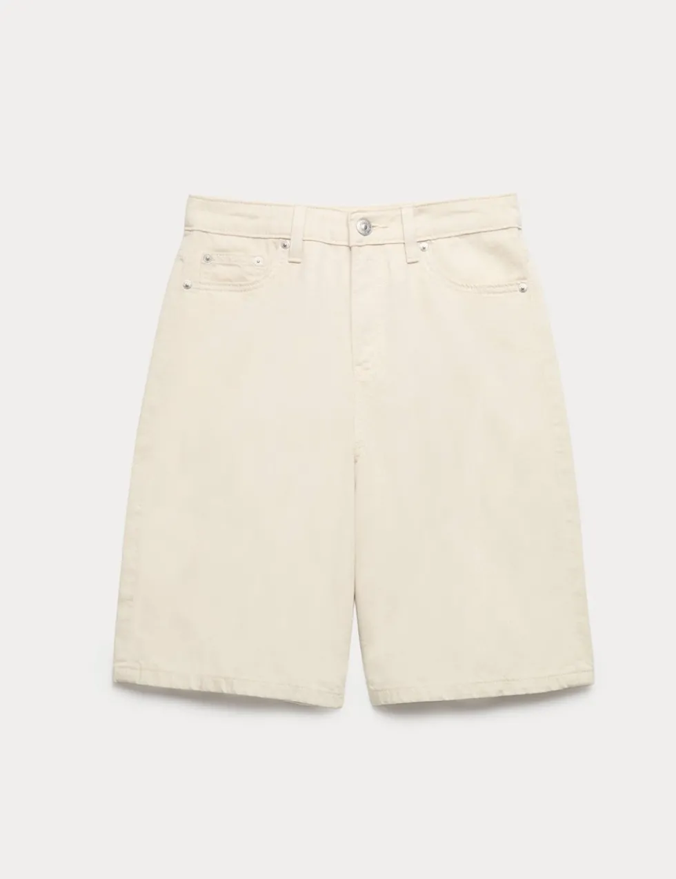 Denim High Waisted Jorts with Linen