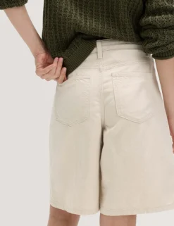 Denim High Waisted Jorts with Linen