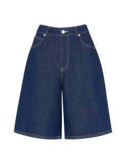 Denim High Waisted Knee Length Shorts