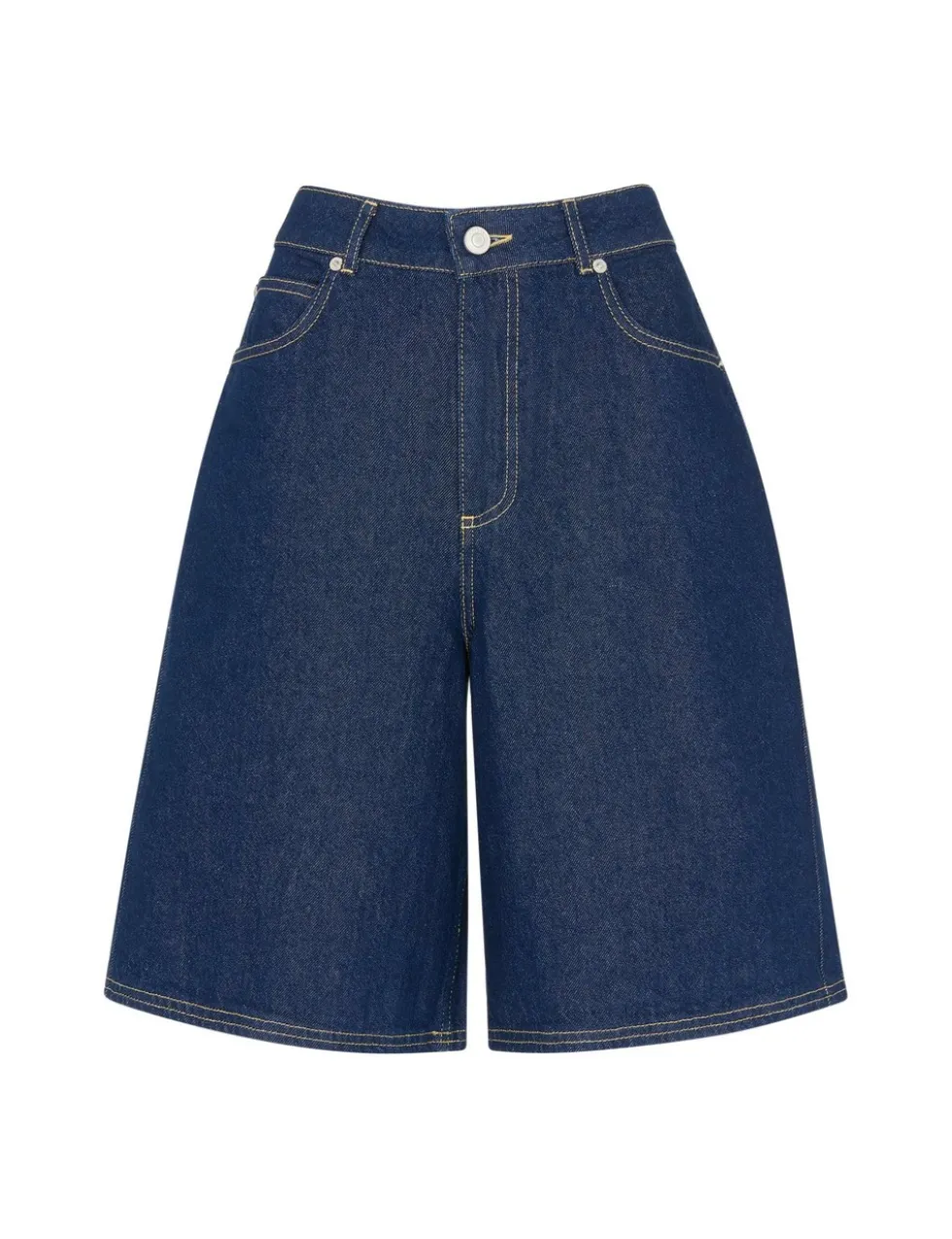 Denim High Waisted Knee Length Shorts