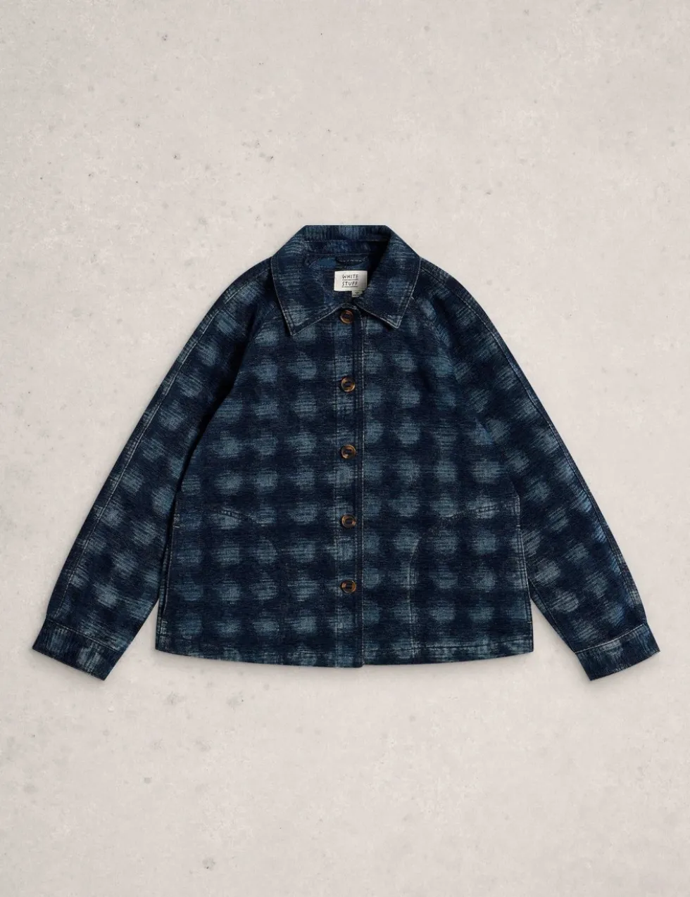 Denim Jacquard Collared Jacket