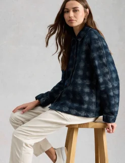 Denim Jacquard Collared Jacket