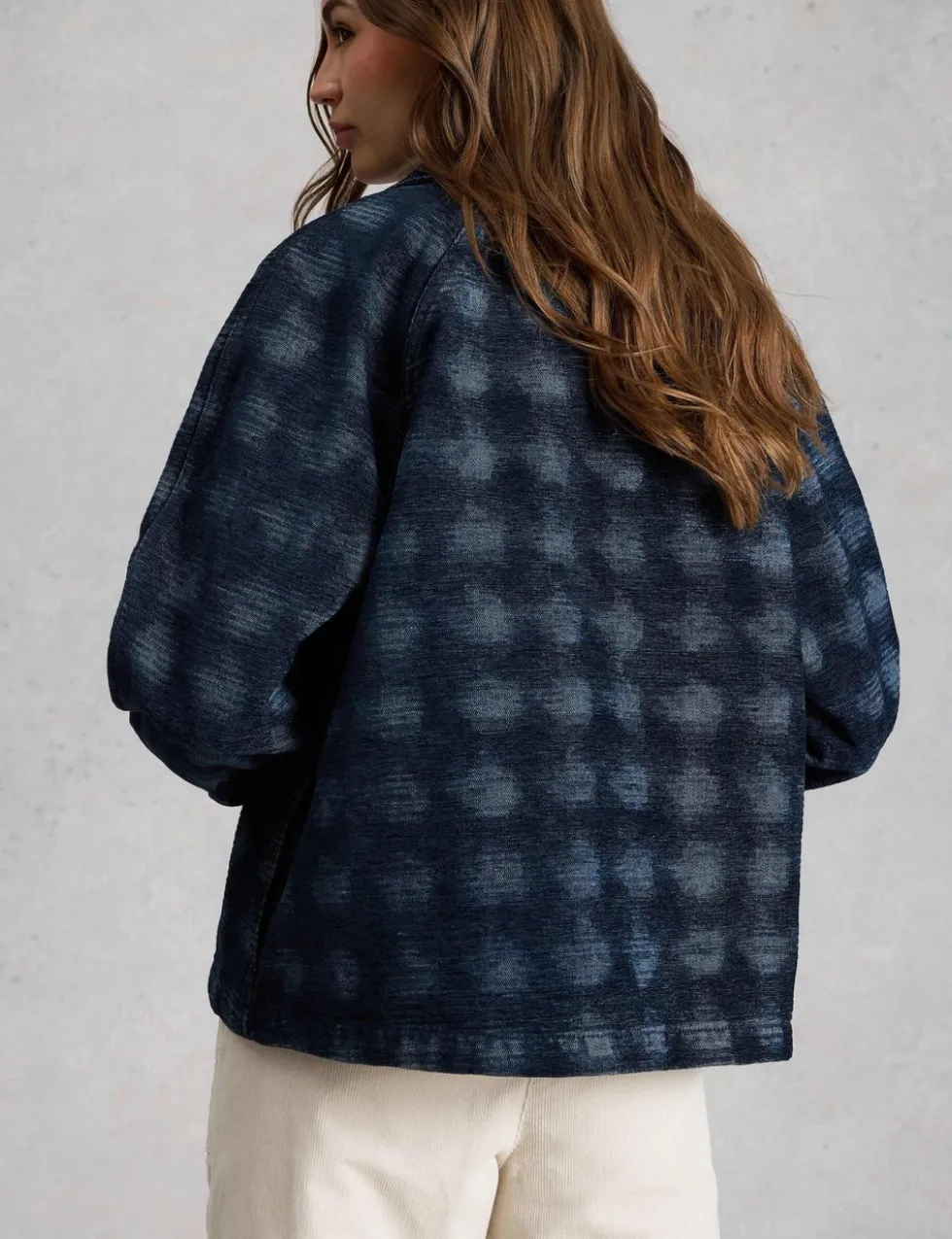 Denim Jacquard Collared Jacket