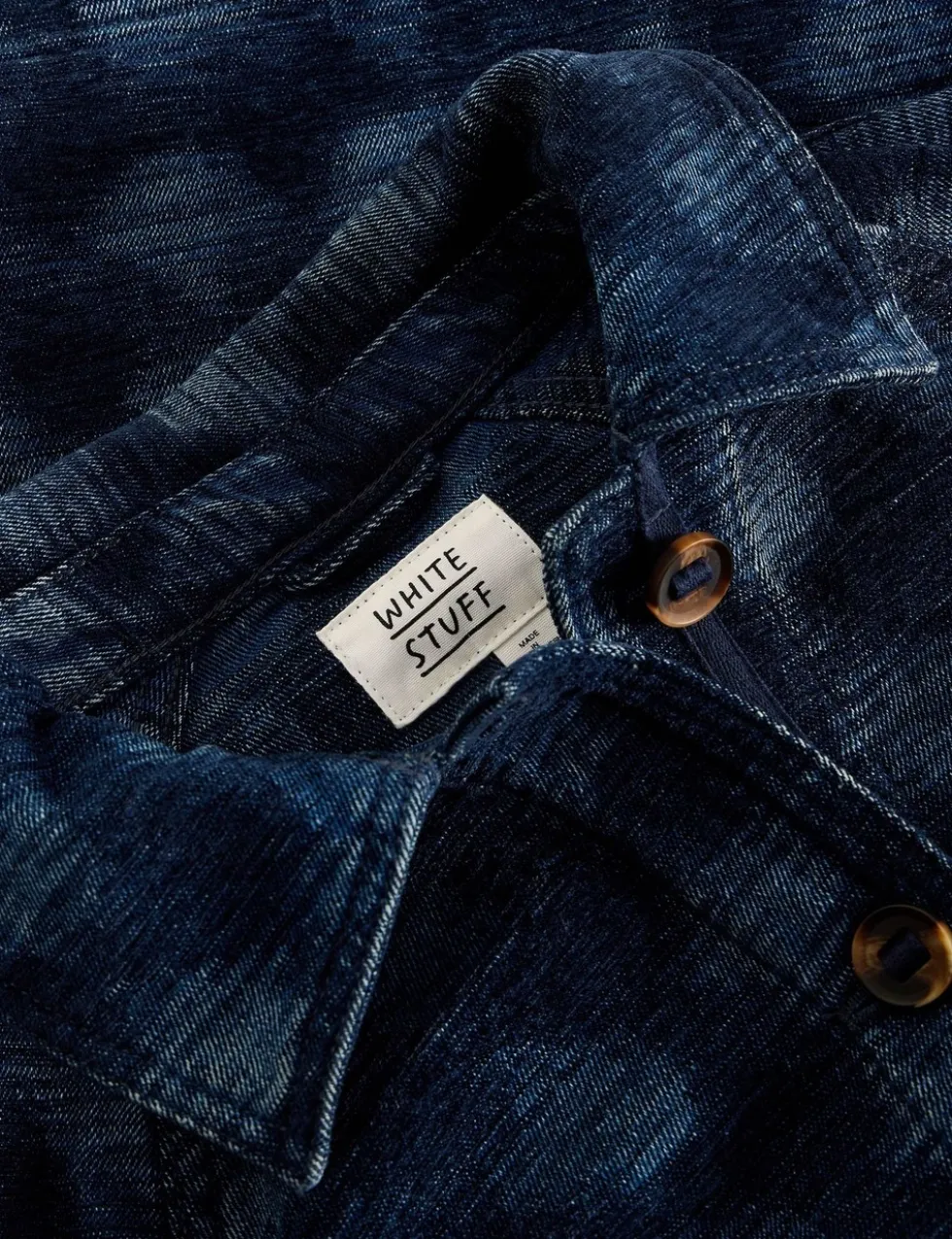 Denim Jacquard Collared Jacket