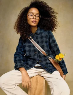 Denim Jacquard Collared Jacket