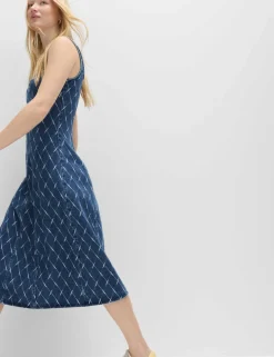 Denim Jacquard Midi Column Dress