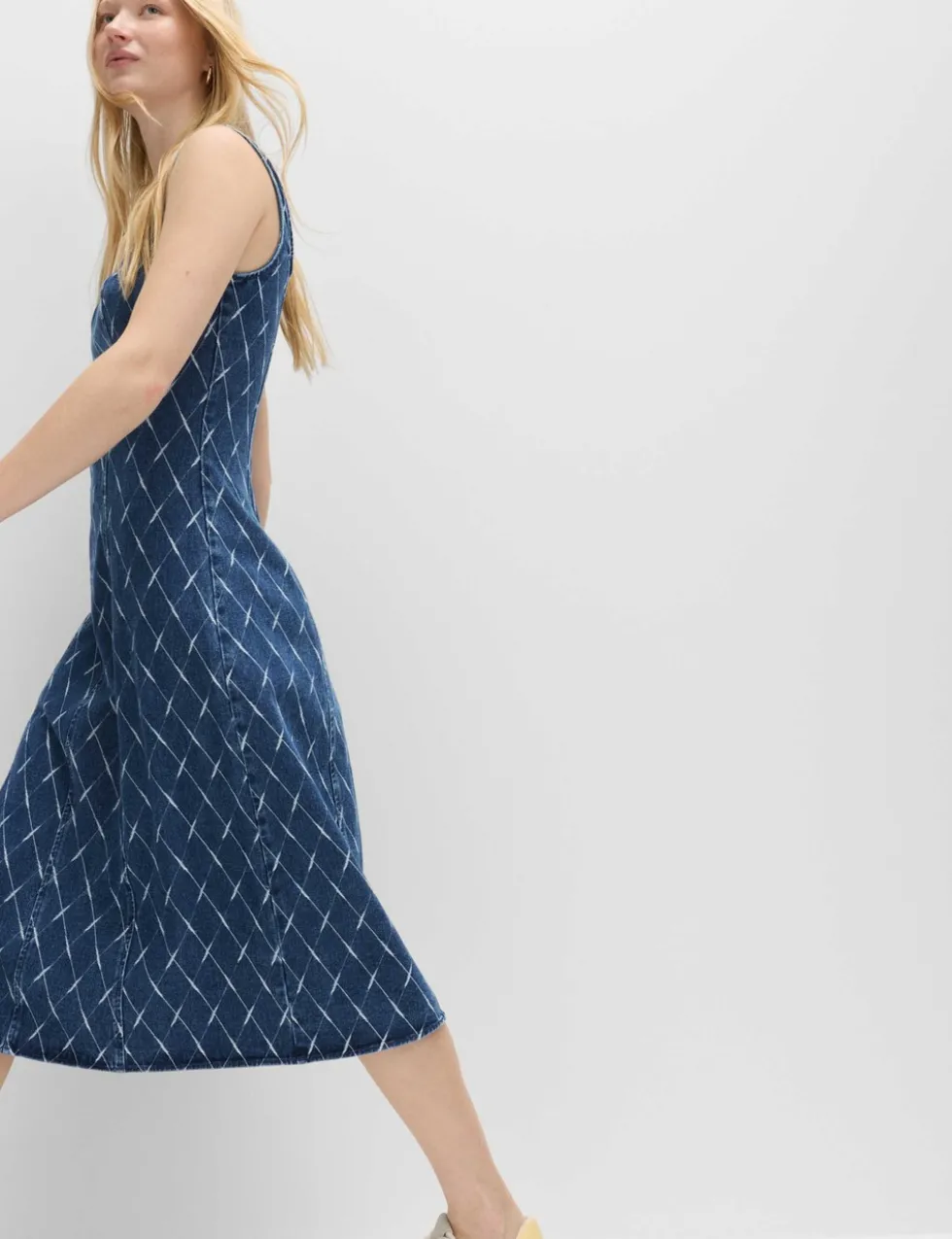 Denim Jacquard Midi Column Dress