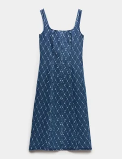 Denim Jacquard Midi Column Dress