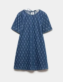 Denim Jacquard Mini T-Shirt Dress