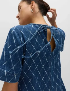 Denim Jacquard Mini T-Shirt Dress