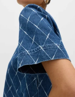 Denim Jacquard Mini T-Shirt Dress
