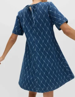 Denim Jacquard Mini T-Shirt Dress