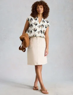 Denim Knee Length A-Line Skirt