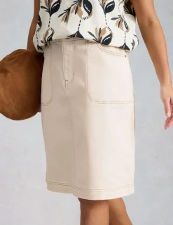 Denim Knee Length A-Line Skirt