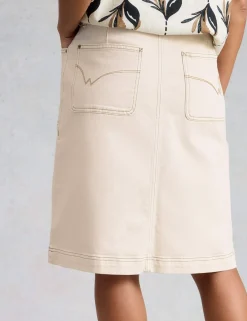 Denim Knee Length A-Line Skirt