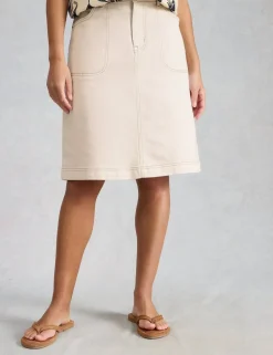 Denim Knee Length A-Line Skirt