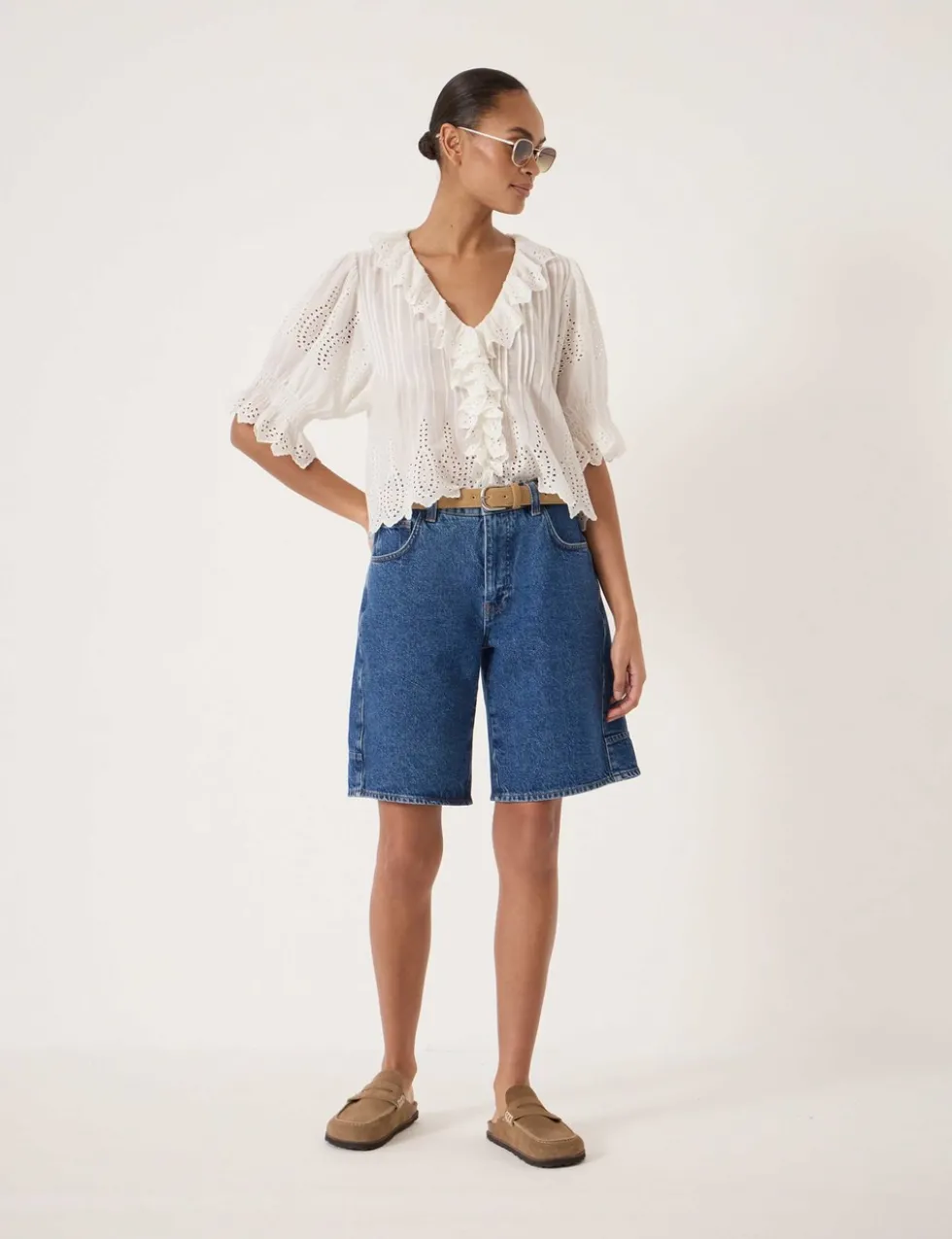 Denim Knee Length Shorts