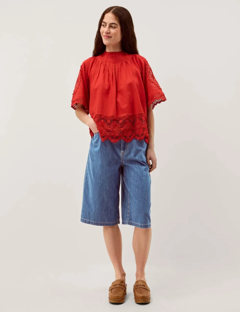 Denim Knee Length Shorts