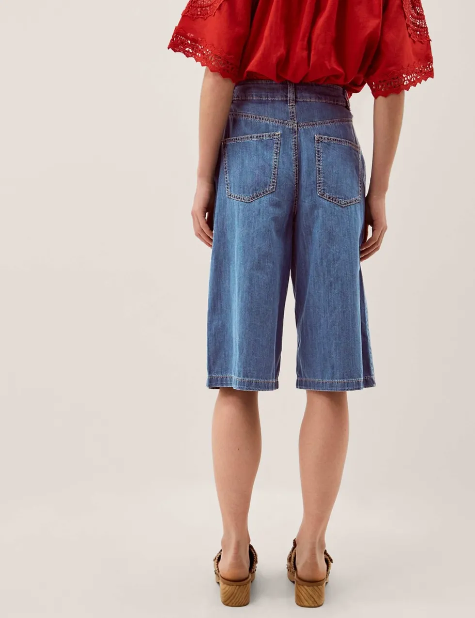 Denim Knee Length Shorts