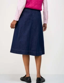 Denim Midi A-Line Skirt